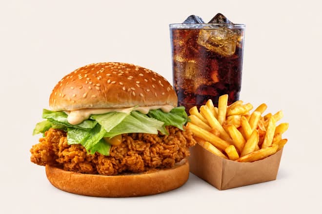 Crispy Chicken Burger Combo 🍔脆皮鸡腿堡套餐